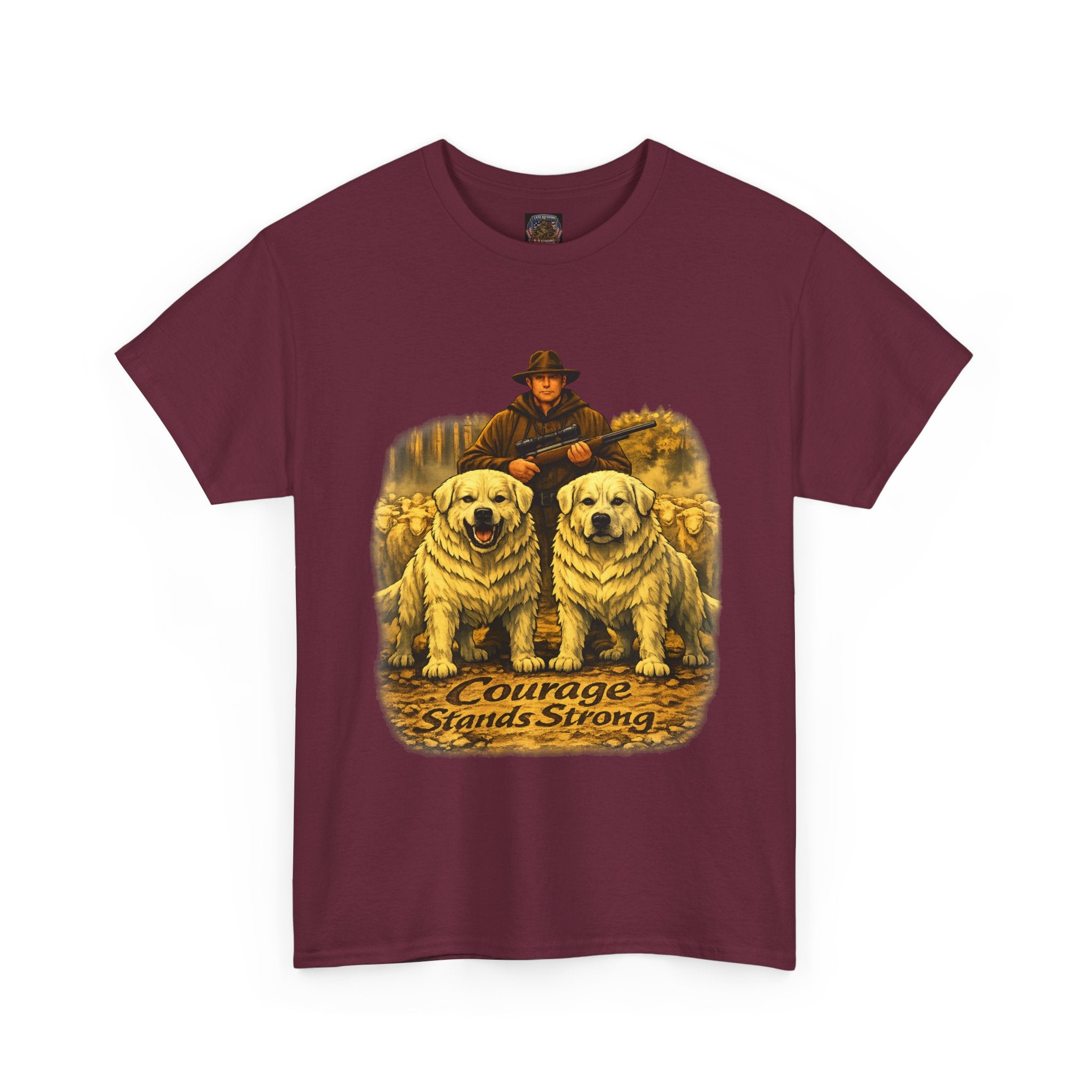 T-Shirt — Courage Stands Strong Vintage Shepherds & Dogs Graphic Tee