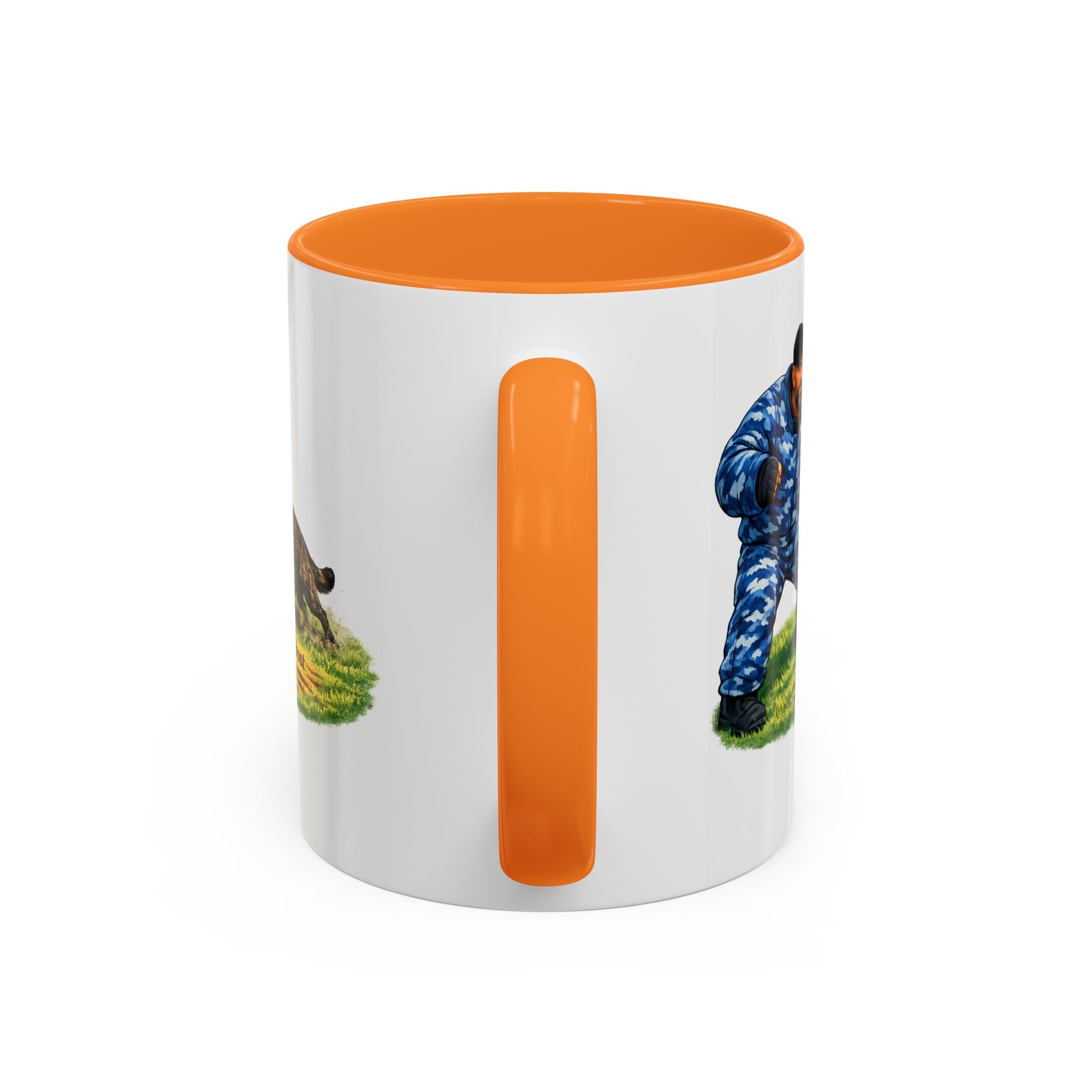 K9 Protection Trainer Mug — “The Brindle Ghost Hits First” Color Accent Coffee Cup (11oz/15oz)
