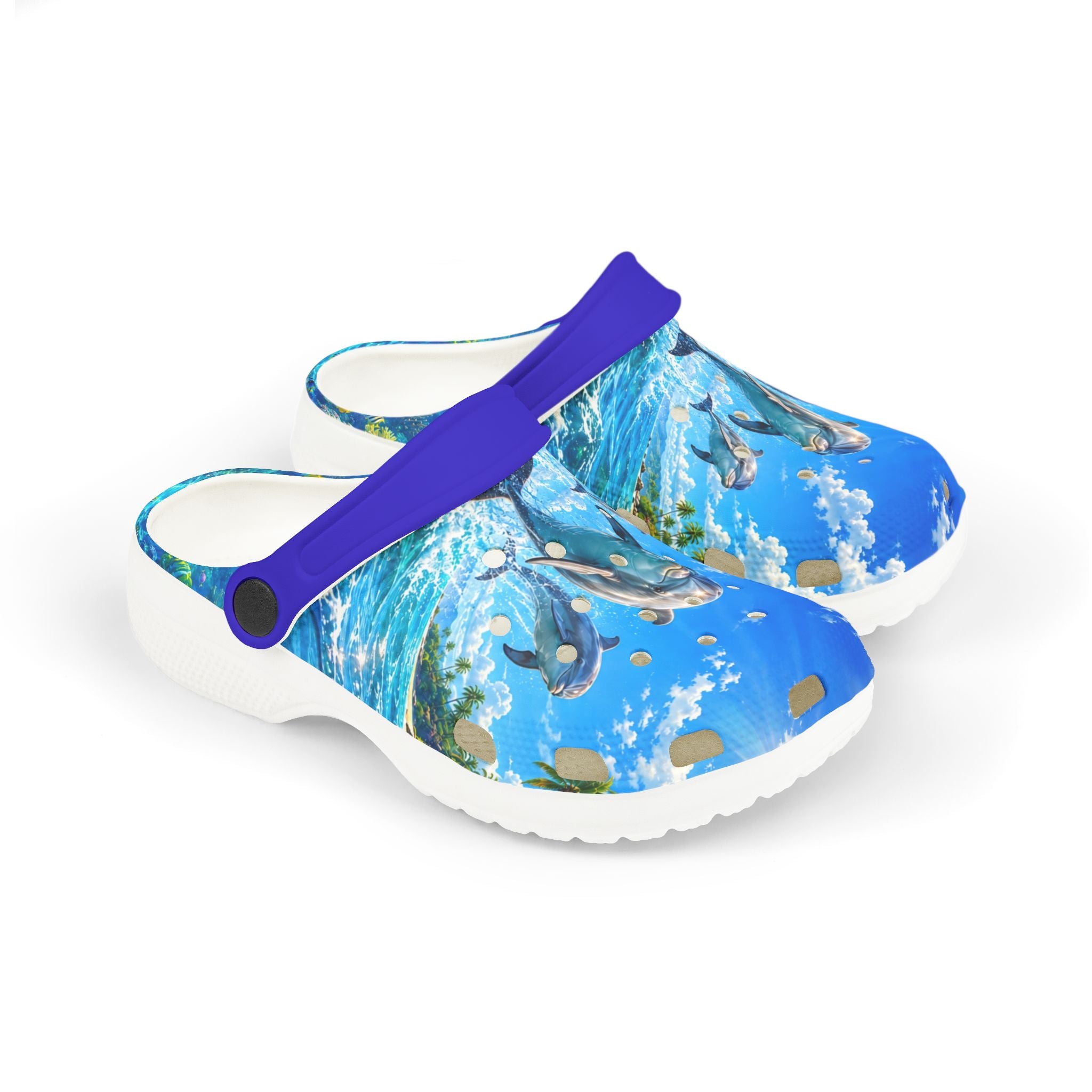 Kids Dolphin Foam Clogs — Blue Ocean Splash EVA Sandals