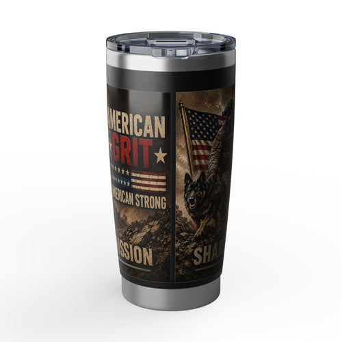 American Grit 20oz Tumbler - Patriotic K9 Veteran Tribute