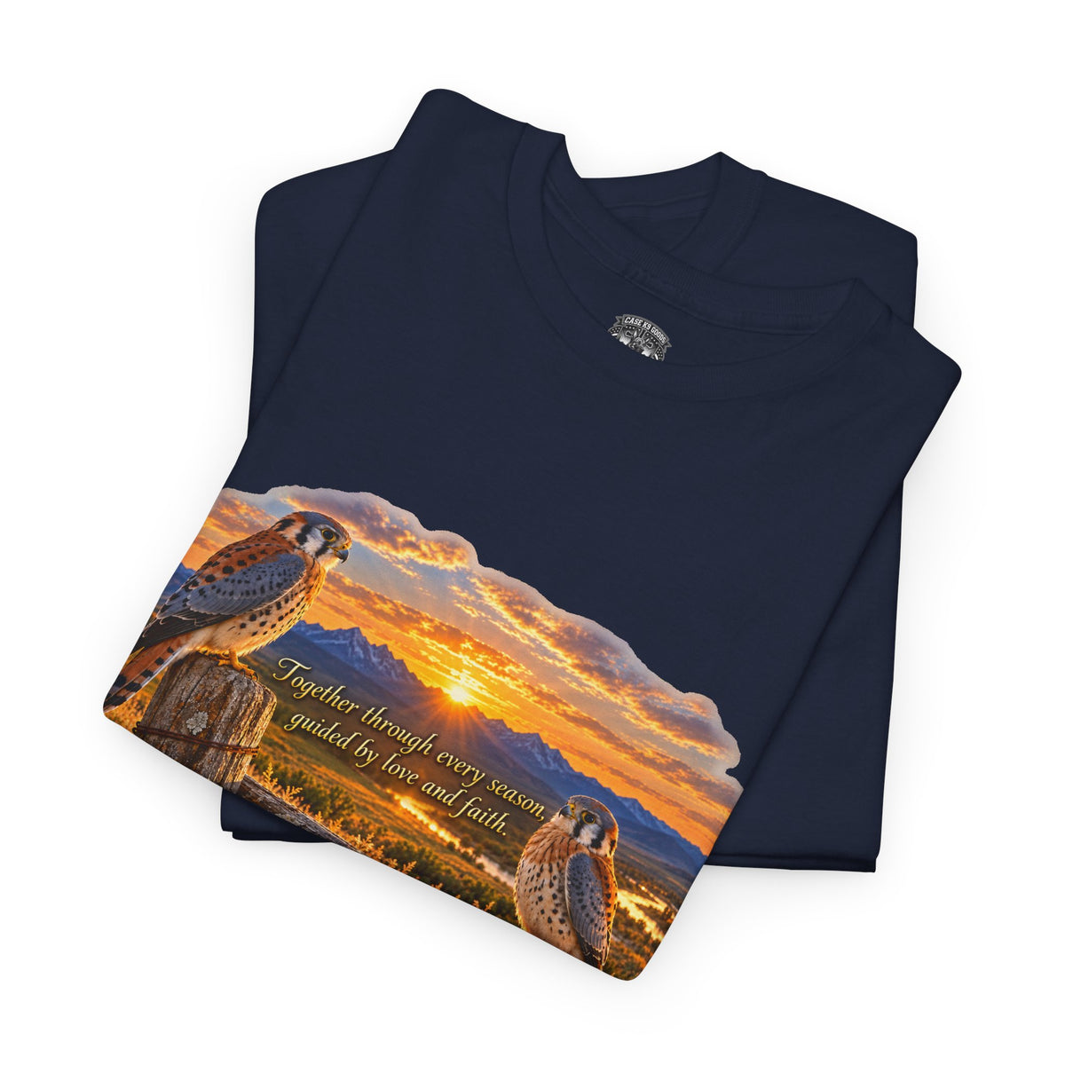 Desert Sunset Kestrels T-Shirt — Prairie Sunrise Hawk Pair Tee