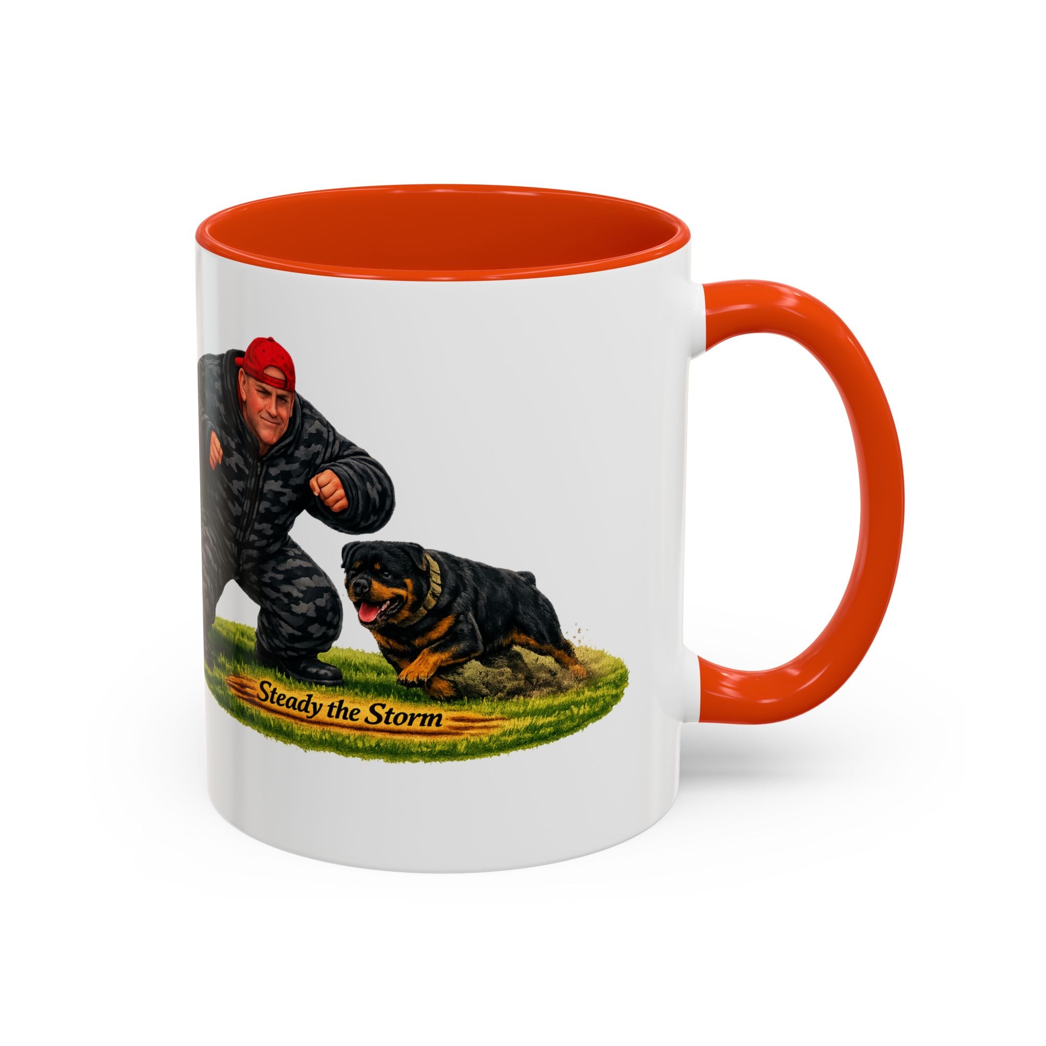 Steady the Storm Rottweiler & Handler Coffee Mug — Dog Lover Gift (11oz/15oz)