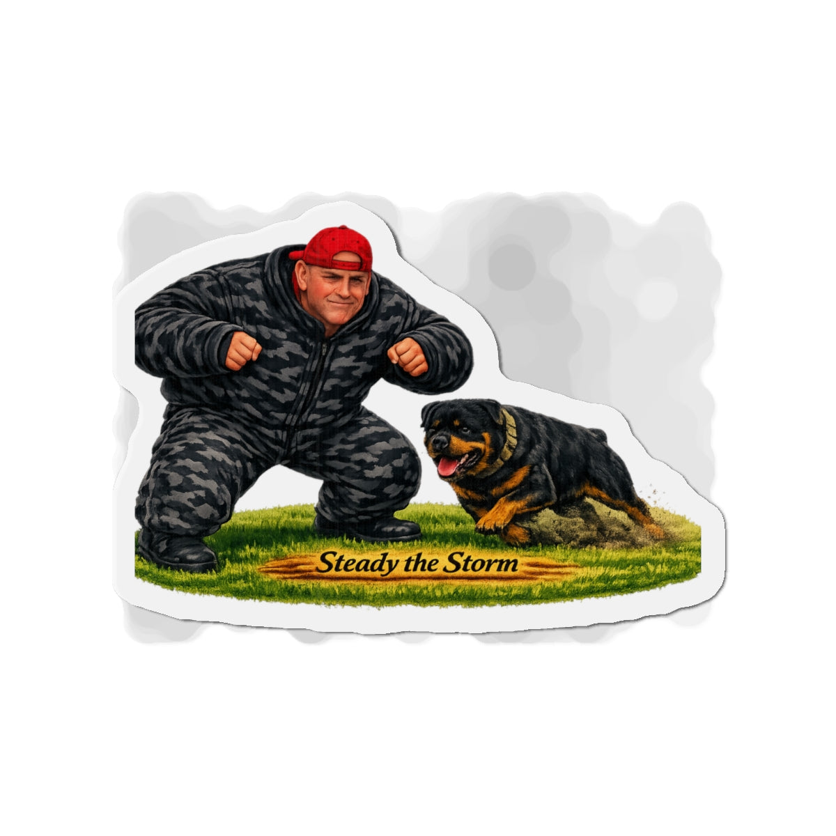 Rottweiler Training Die-Cut Magnet — "Steady the Storm" K9 Handler Decor