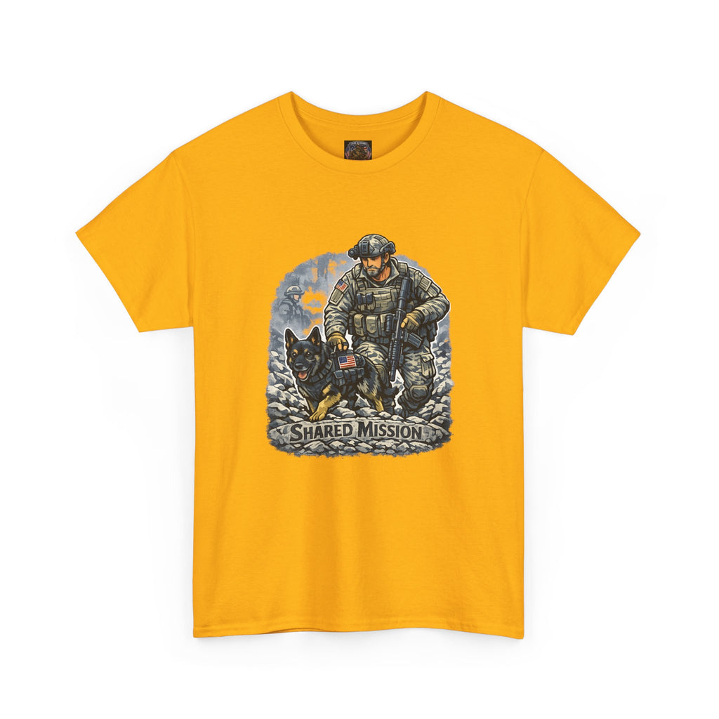 Military K9 T‑Shirt – 'Shared Mission' Soldier & German Shepherd Tribute Tee