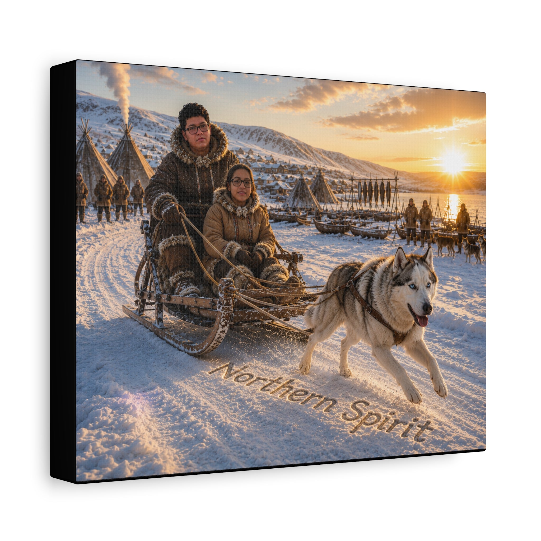 Northern Spirit Husky Sled Matte Canvas Print