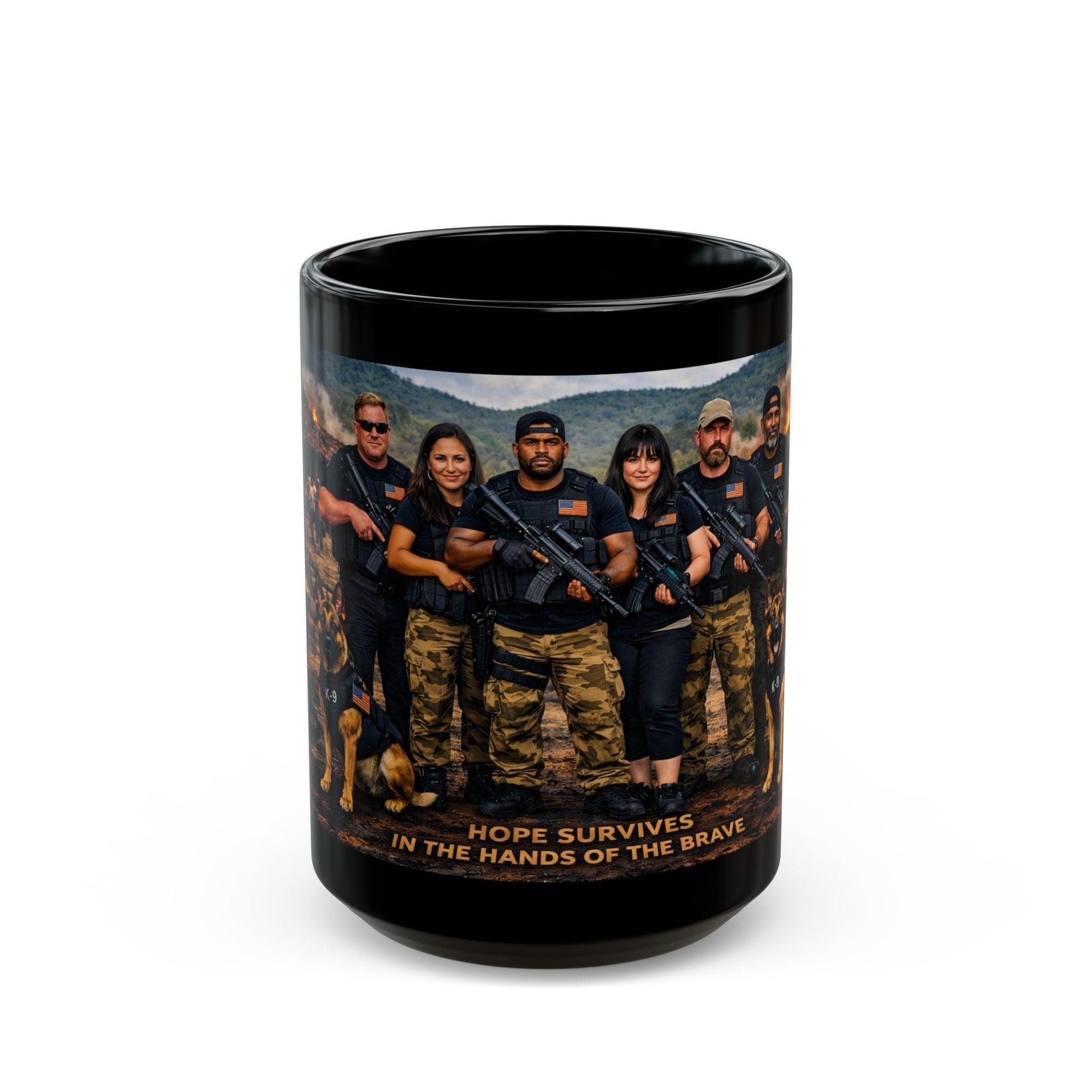 Veteran Rescue Team Black Mug — “Hope Survives in the Hands of the Brave” 11oz/15oz