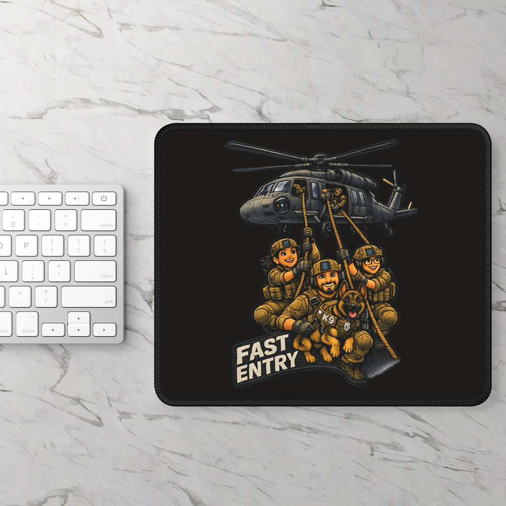 Tactical 'Fast Entry' Gaming Mouse Pad — Military Helicopter & K9 SWAT Design