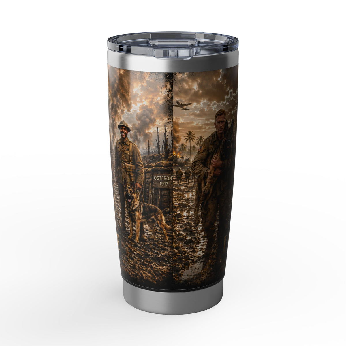 Military Veteran Travel Tumbler — 'Duty Under Fire' Insulated 20oz
