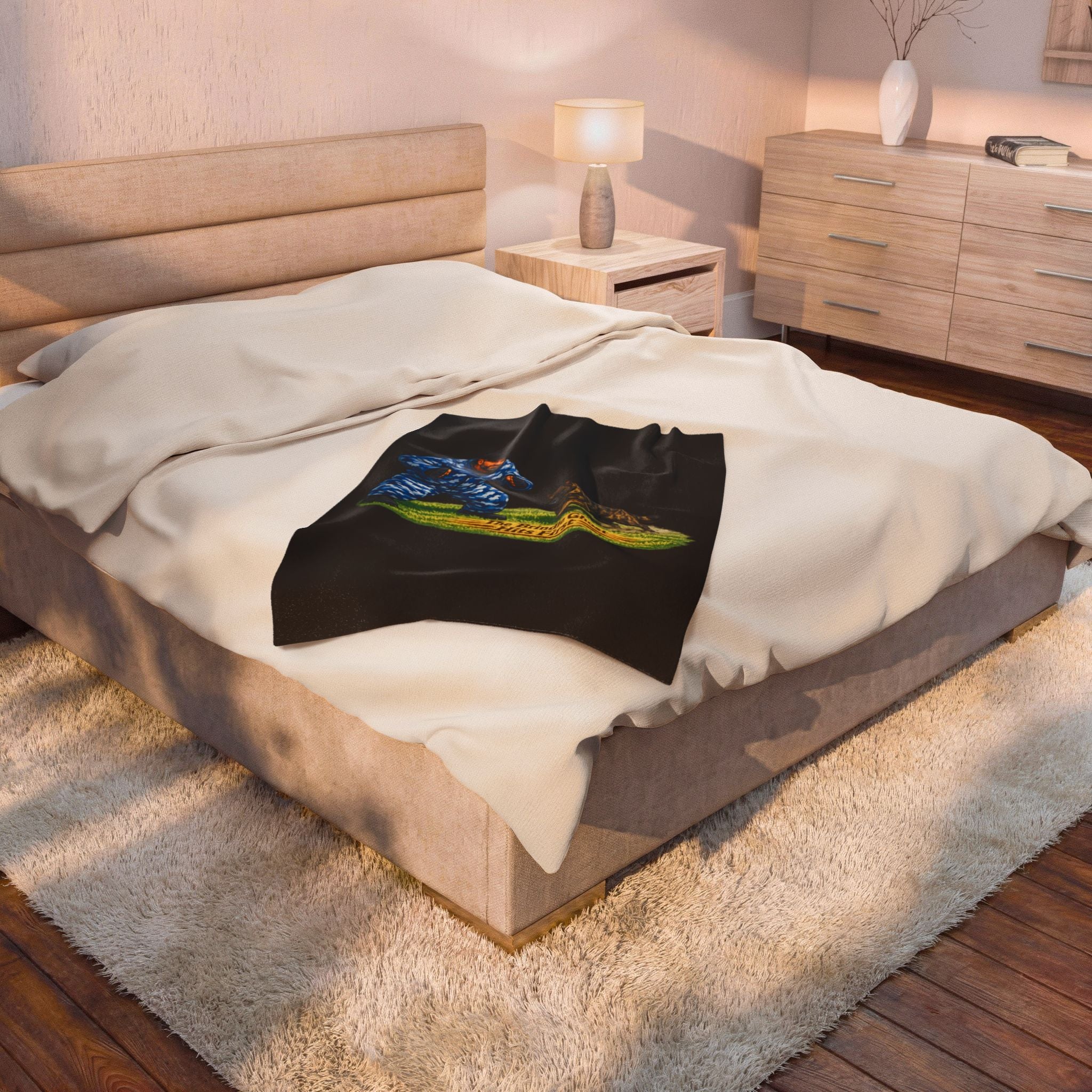 Velveteen Plush Blanket — "The Brindle Ghost Hits First" Graphic Throw