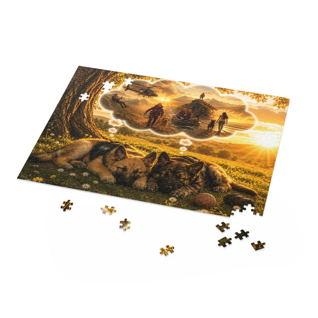 Dog Dreamscape Puzzle — Sunset Puppy Scene (120/252/500-Piece)