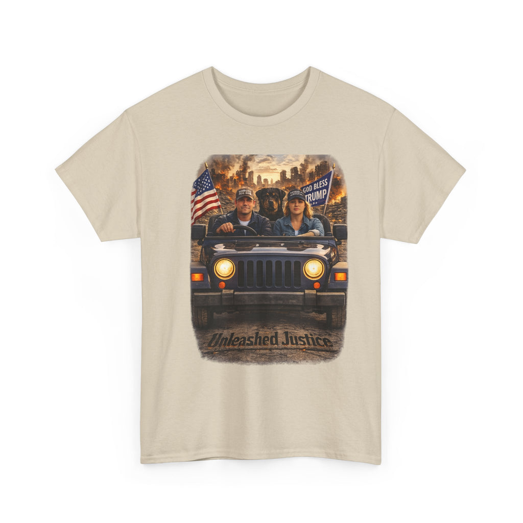 Unleashed Justice Jeep Tee – Patriotic American Flag Graphic T-Shirt