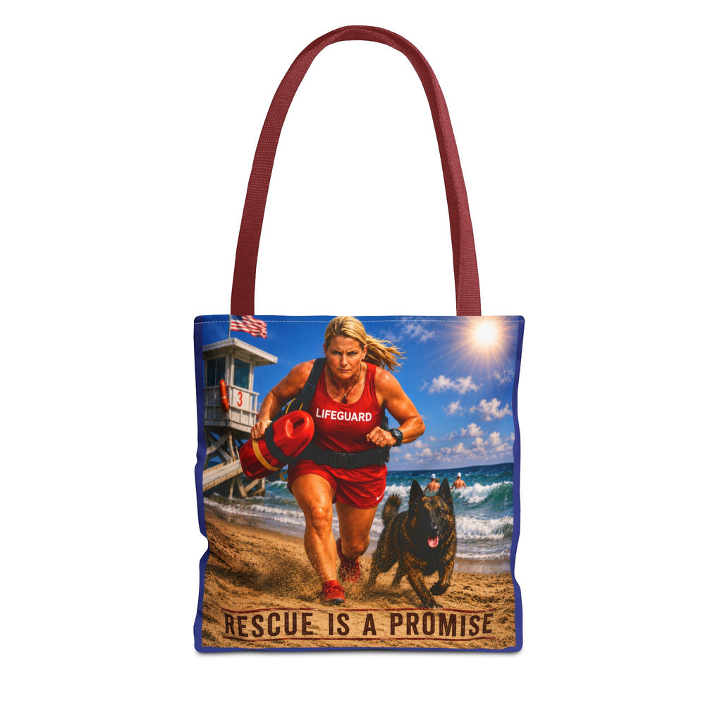 Lifeguard Rescue Tote Bag – "Rescue Is a Promise" Beach Tote