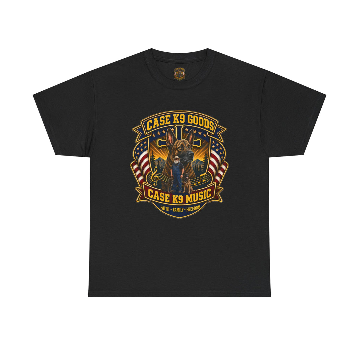 Case K9 Music Tee — Patriotic K9 Handler T‑Shirt