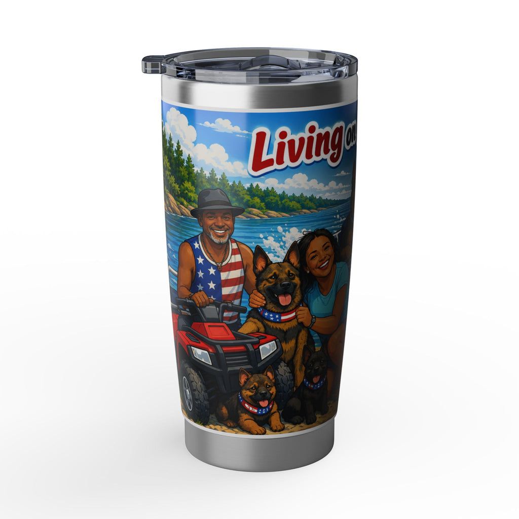 K-9 Famliy Beach Trip Tumbler — 'Living on Beach Time' Insulated 20oz Travel Cup