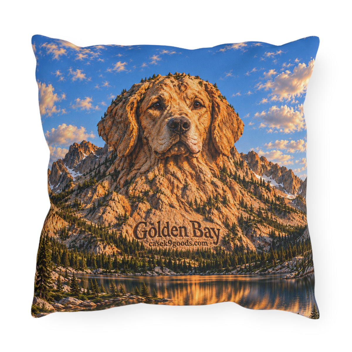 Golden Retriever Lakeside Outdoor Pillow