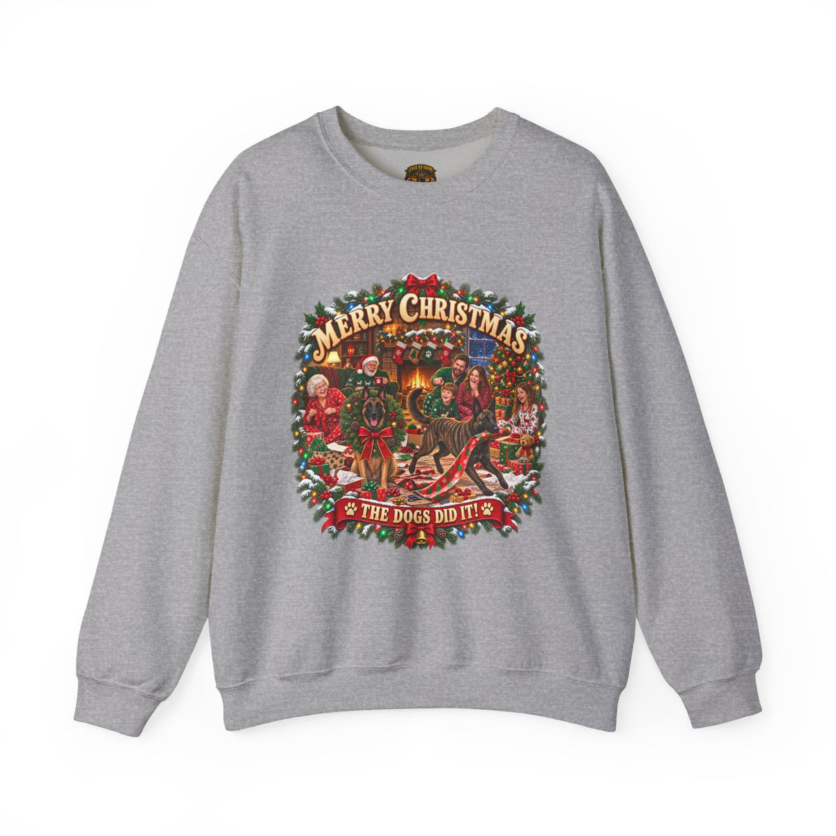 Christmas Sweatshirt — "Merry Christmas the Malinois Dogs Did It" Holiday Crewneck