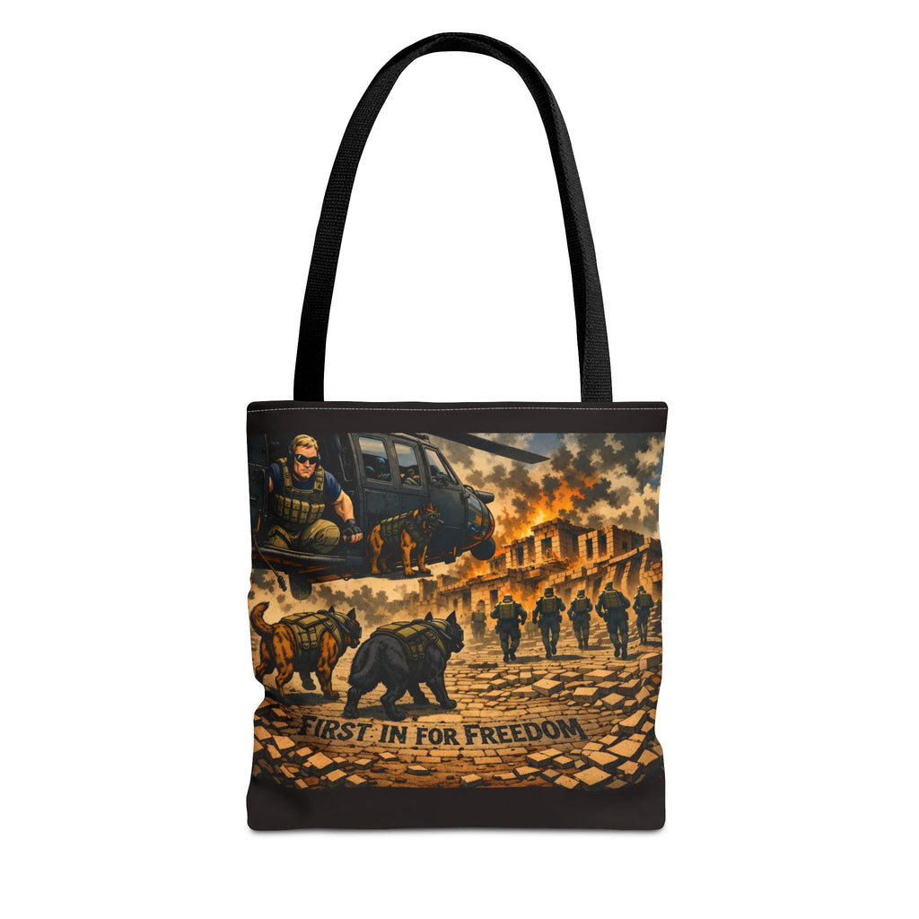 Tote Bag — "First In For Freedom" Military Scene Tote