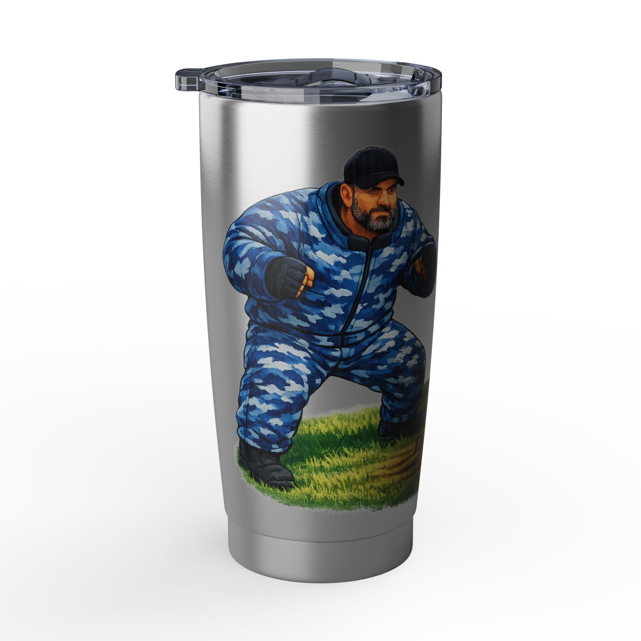 20oz Tumbler — "The Brindle Goes First" K9 Handler Travel Mug