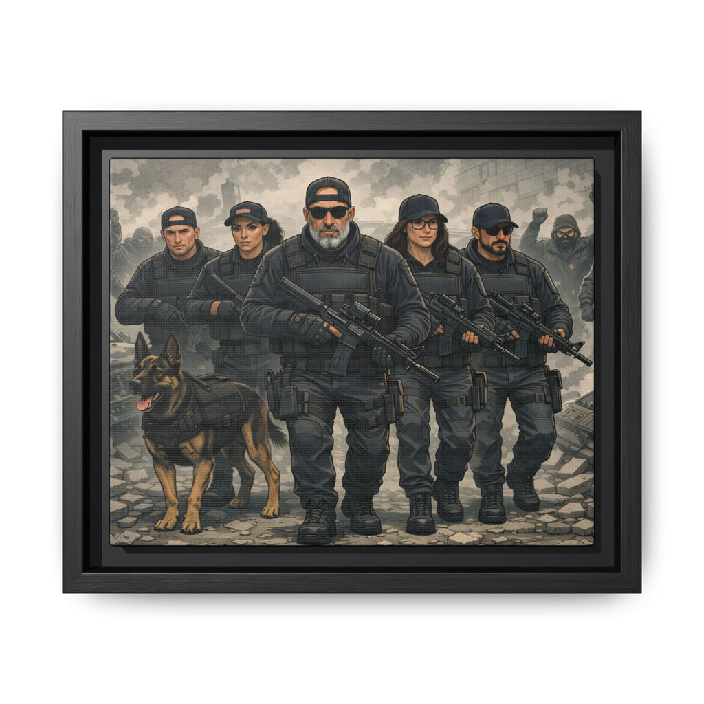 Framed Matte Canvas - Tactical SWAT Team Wall Art (K9 Unit)