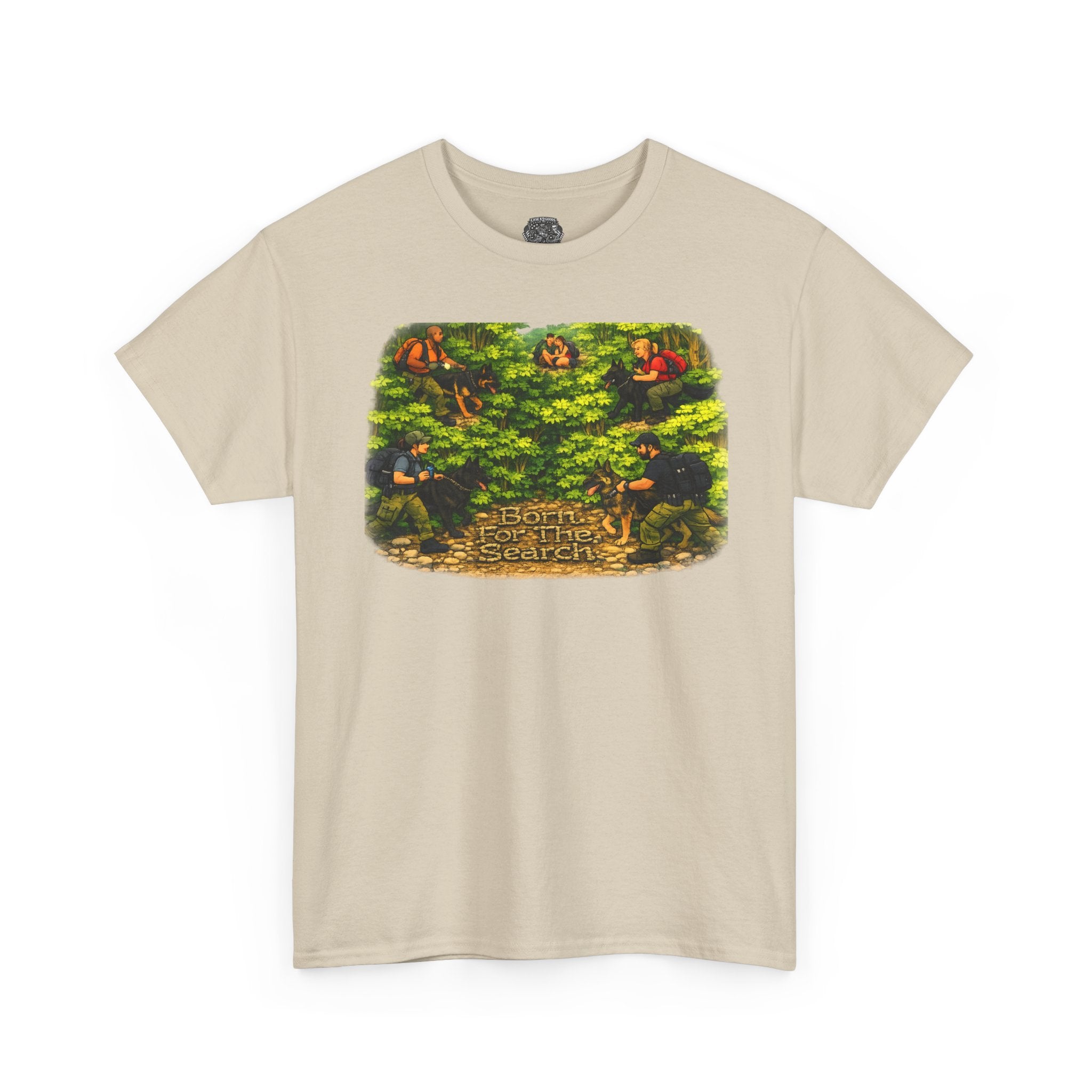 K9 Forest Rescue Scene T‑Shirt — Vintage Pixel Rescue Adventure Tee