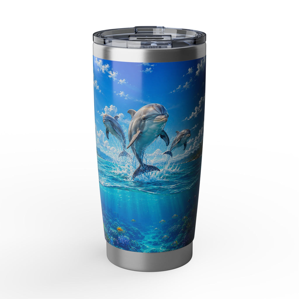 Dolphin Ocean 20oz Tumbler — Tropical Island Waves Stainless Travel Cup