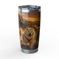 Samoyed Dog Team 20oz Tumbler — Golden Dawn Winter Scenic Travel Mug