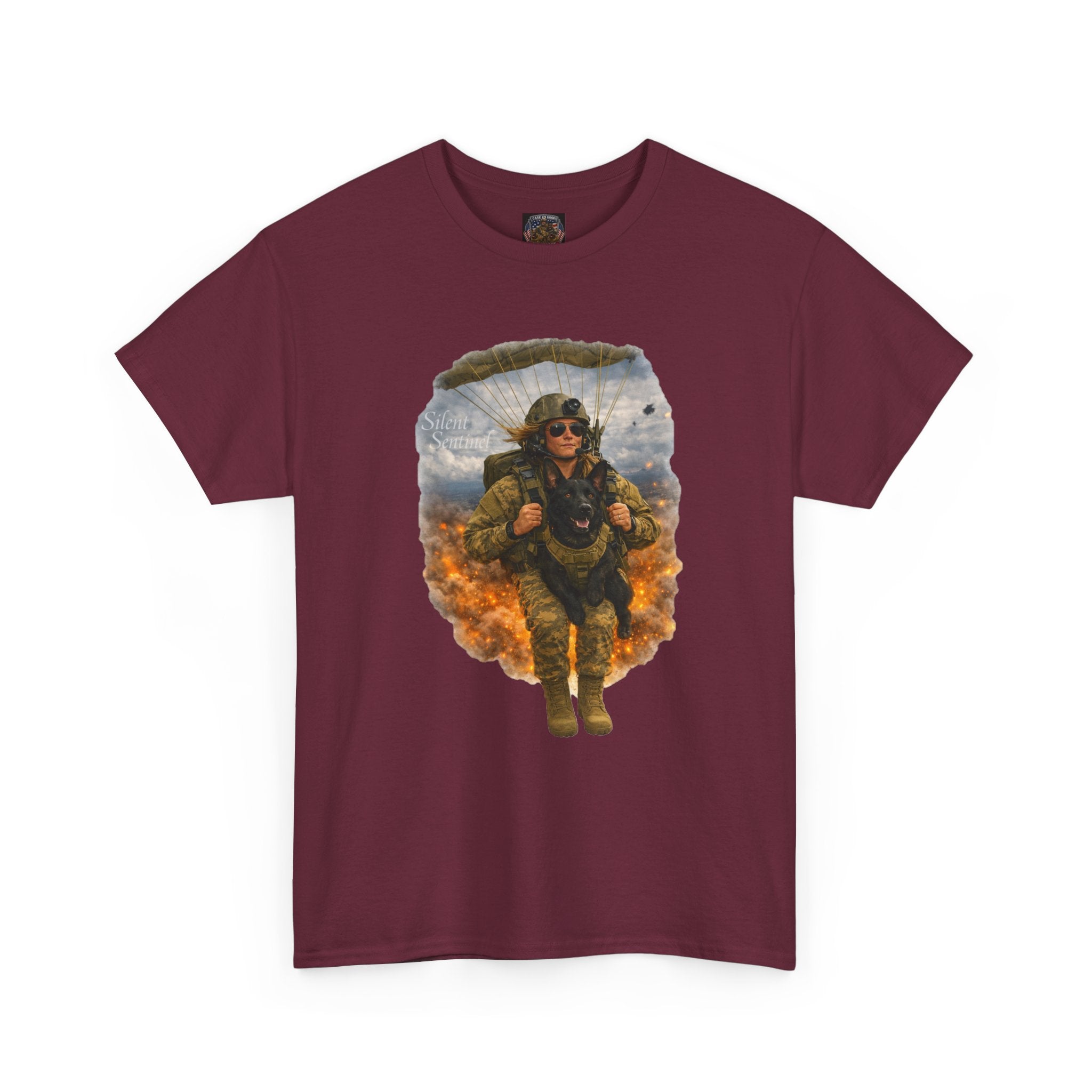 Parachute Trooper Graphic Tee — Military Jump Woman Soldier Design