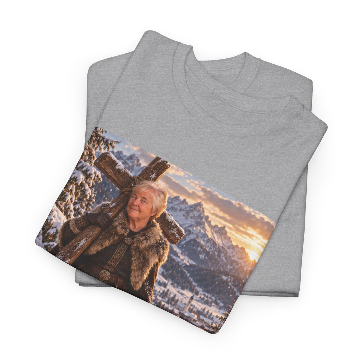 Winter Faith Warrior T‑Shirt — Explorer with Malinois Dog Scenic Graphic Tee
