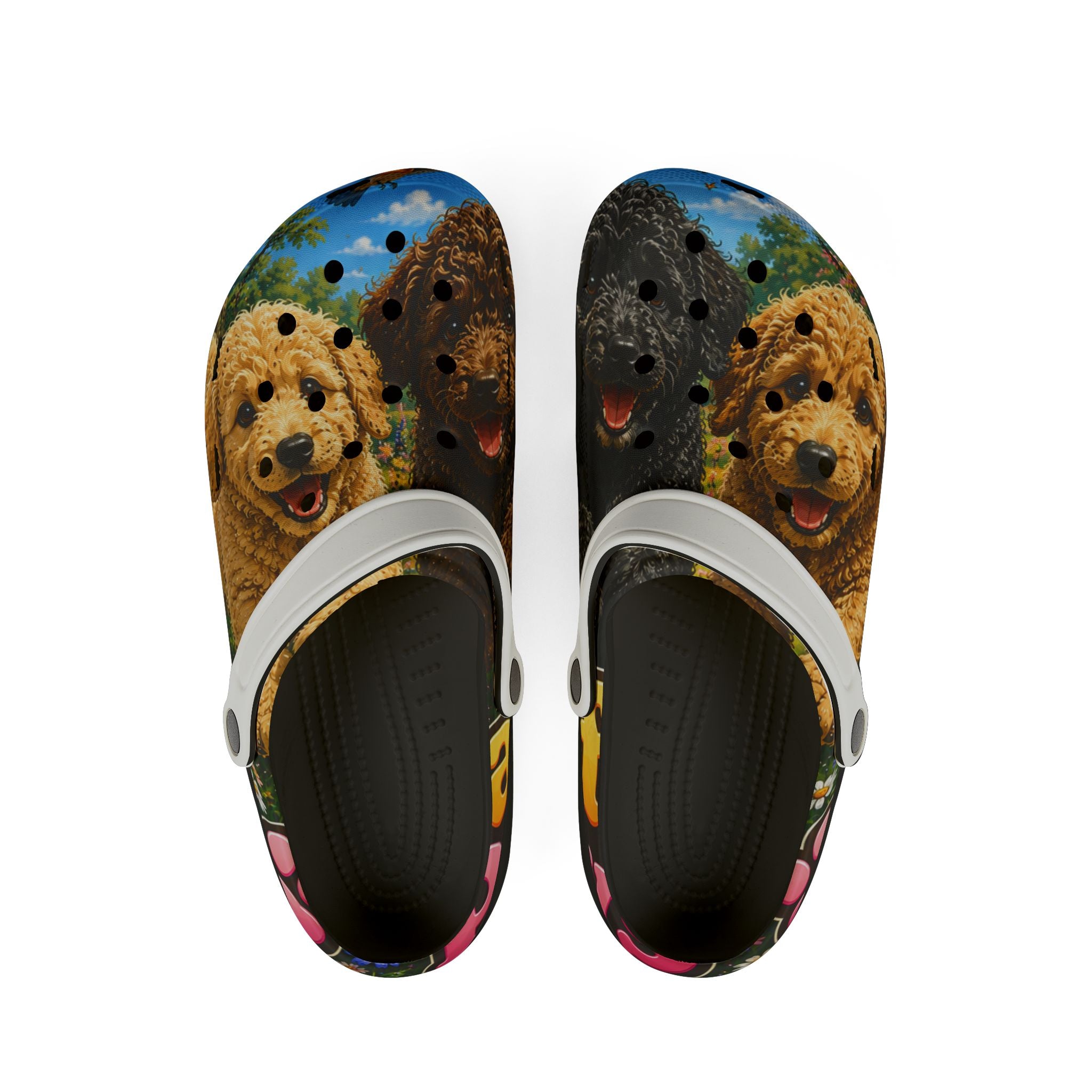 Golden Doodle Puppy Print EVA Foam Clogs — Cute Dog Garden Slip-Ons