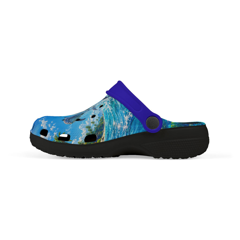 Kids Dolphin Foam Clogs — Blue Ocean Splash EVA Sandals