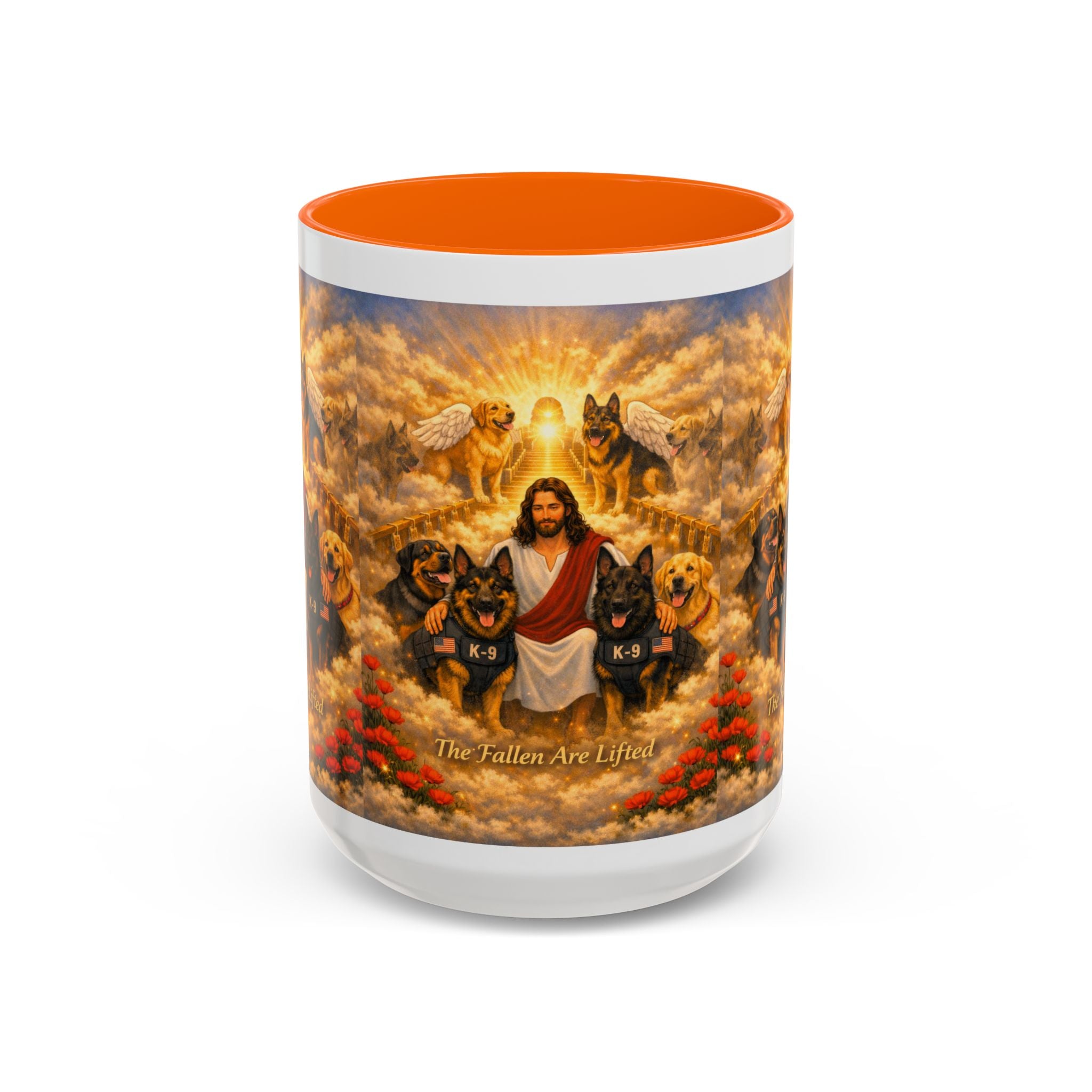 Christian Dog Memorial Coffee Mug — “The Fallen Are Lifted” Accent 11/15oz
