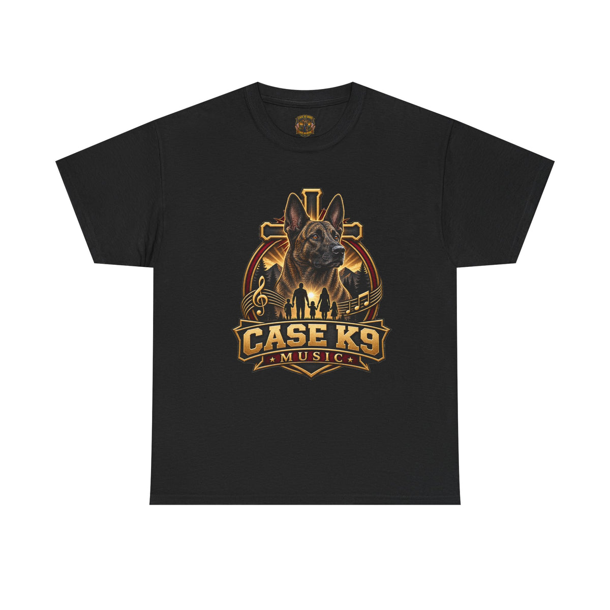 CASE K9 Music Graphic Tee — German Shepherd K9 Logo Shirt