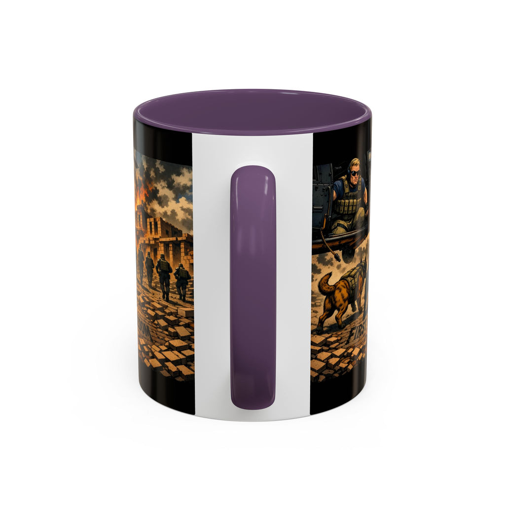 Military K9 Coffee Mug — 'First In for Freedom' Accent Ceramic Mug