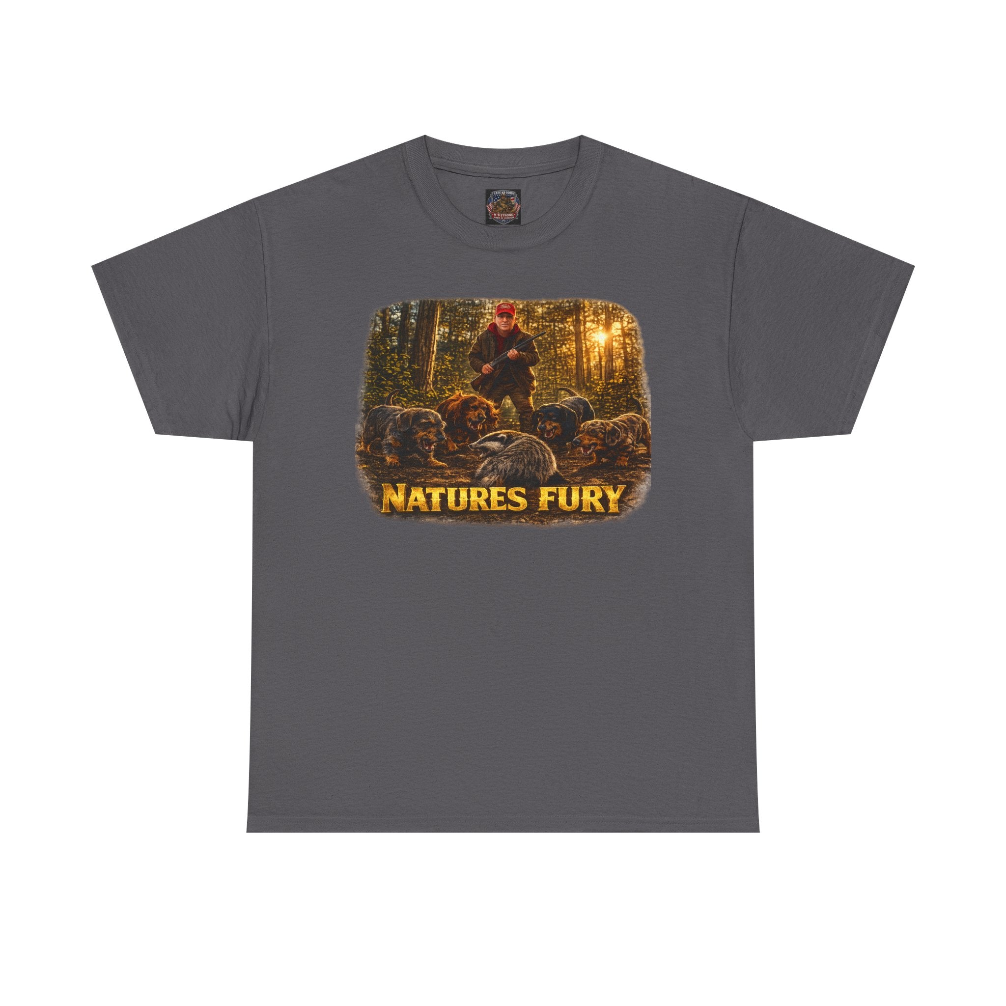 Nature's Fury Tee — Hunting Dash hound with Badger Graphic T-Shirt