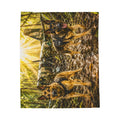 Shepherd Velveteen Plush Blanket — Dog-Lover Throw with Military K-9 Sunlit Forest Design