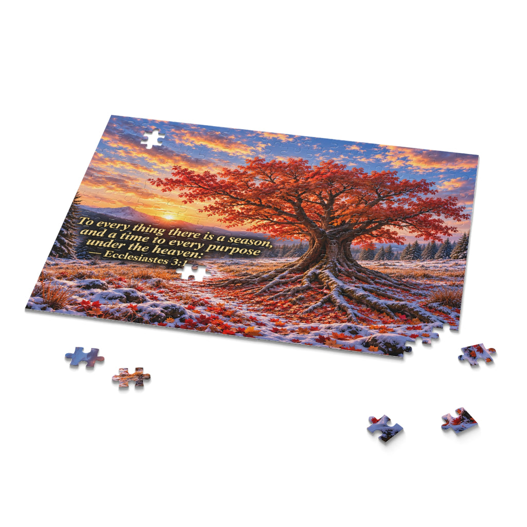 Inspirational Autumn Tree Puzzle — Ecclesiastes 3:1 Scripture Jigsaw (120/252/500 pcs)