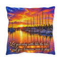 Let Yesterday Settle Like the Tide Sunset Marina Outdoor Pillow