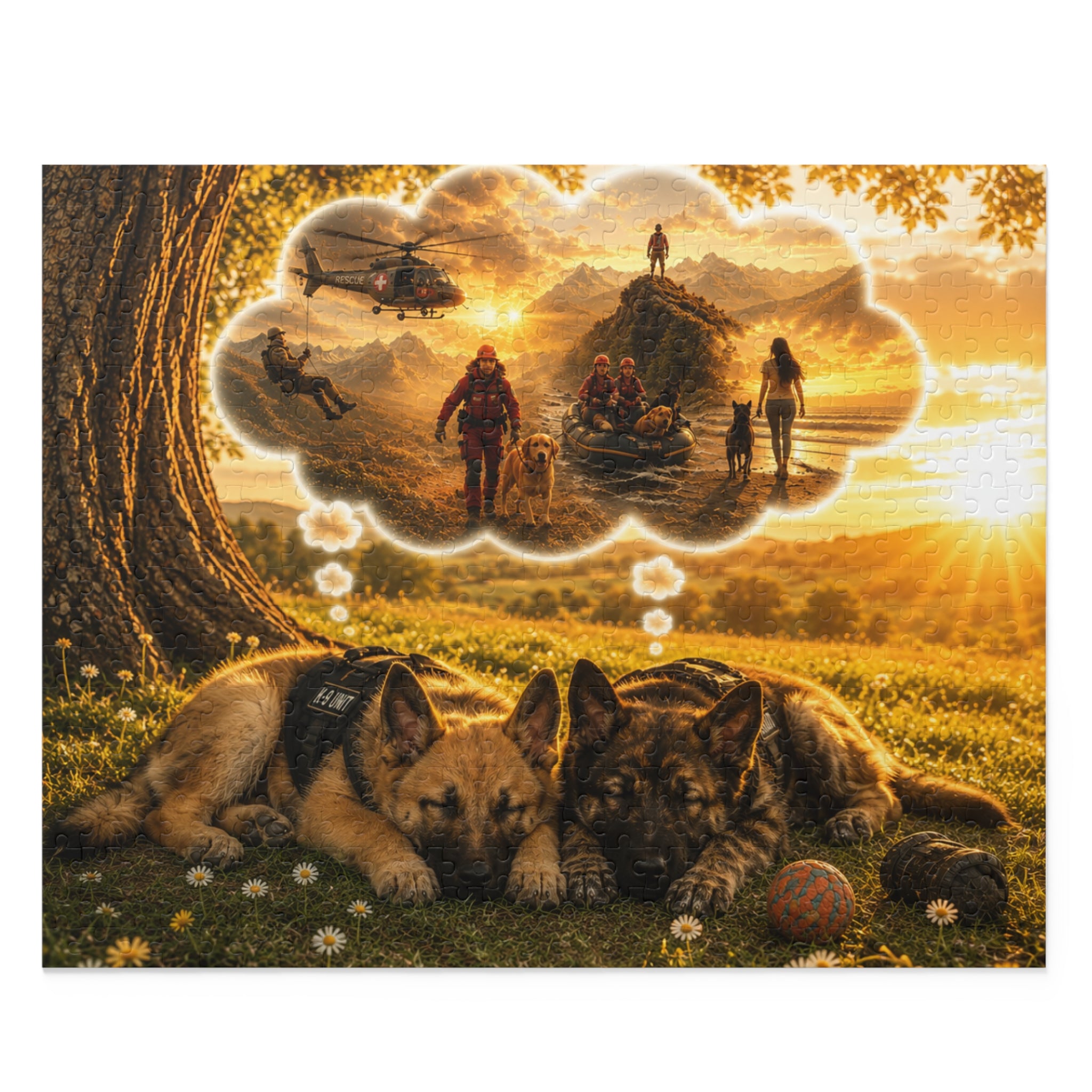 Dog Dreamscape Puzzle — Sunset Puppy Scene (120/252/500-Piece)