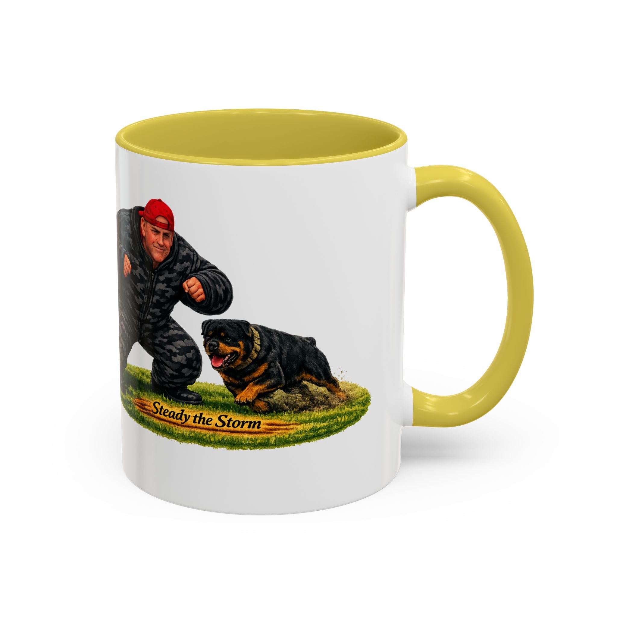 Steady the Storm Rottweiler & Handler Coffee Mug — Dog Lover Gift (11oz/15oz)