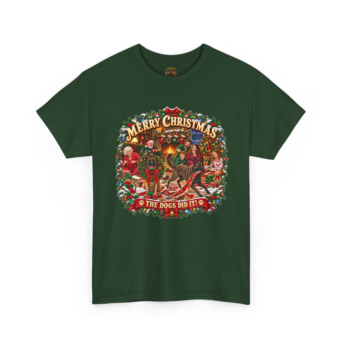 Christmas Dogs Tee Dutch Shepherd Dog — "Merry Christmas the Dogs Did It" Vintage Holiday Shirt