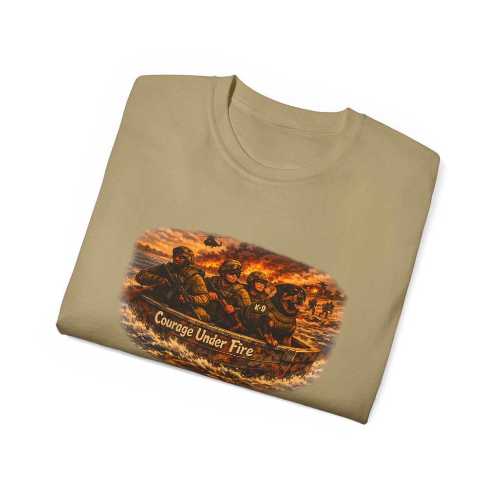 Courage Under Fire Tee — Vintage war Battle Scene Cotton Shirt