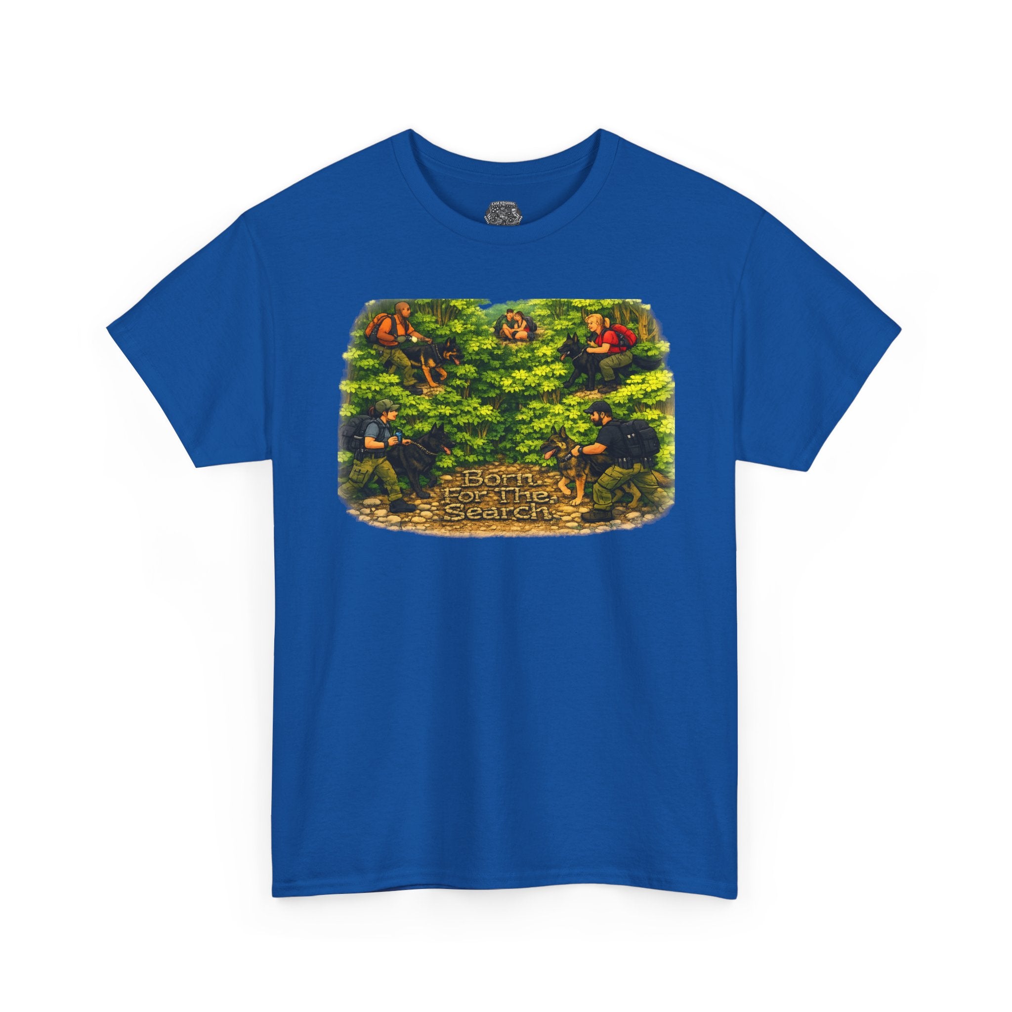 K9 Forest Rescue Scene T‑Shirt — Vintage Pixel Rescue Adventure Tee