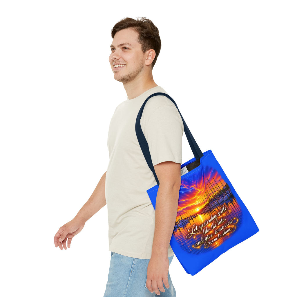 Let Yesterday Settle Inspirational Sunset Marina Tote Bag