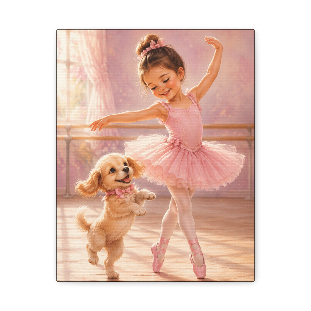 Ballerina Puppy Canvas Wall Art — Matte Stretched 1.25"
