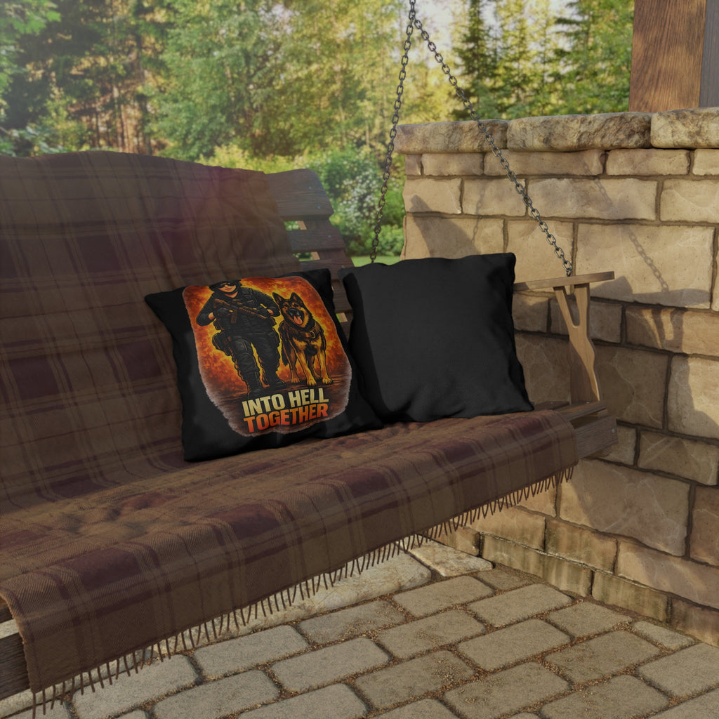 Outdoor Pillow — "Into Hell Together" Military K9 Throw Pillow
