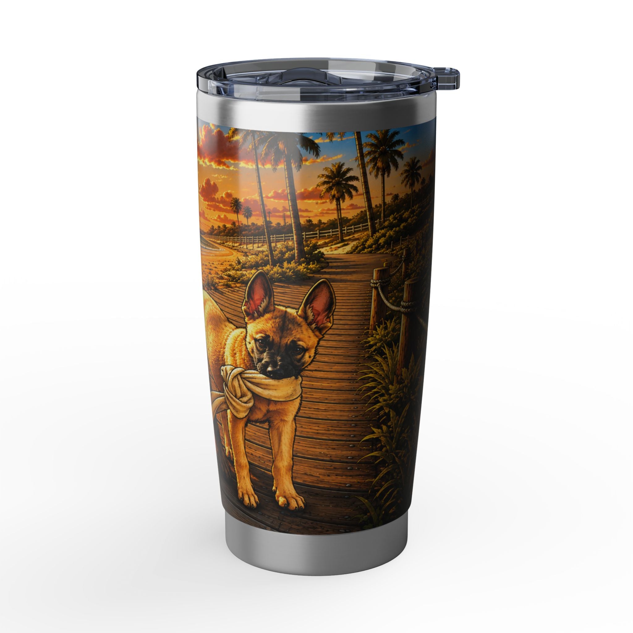 Vagabond 20oz Tumbler — Sunset Puppy Beach Voyage Insulated Travel Mug