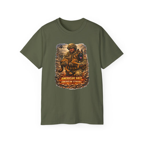 American Grit Soldier T-Shirt — "American Grit, American Strong" Military Tribute Tee