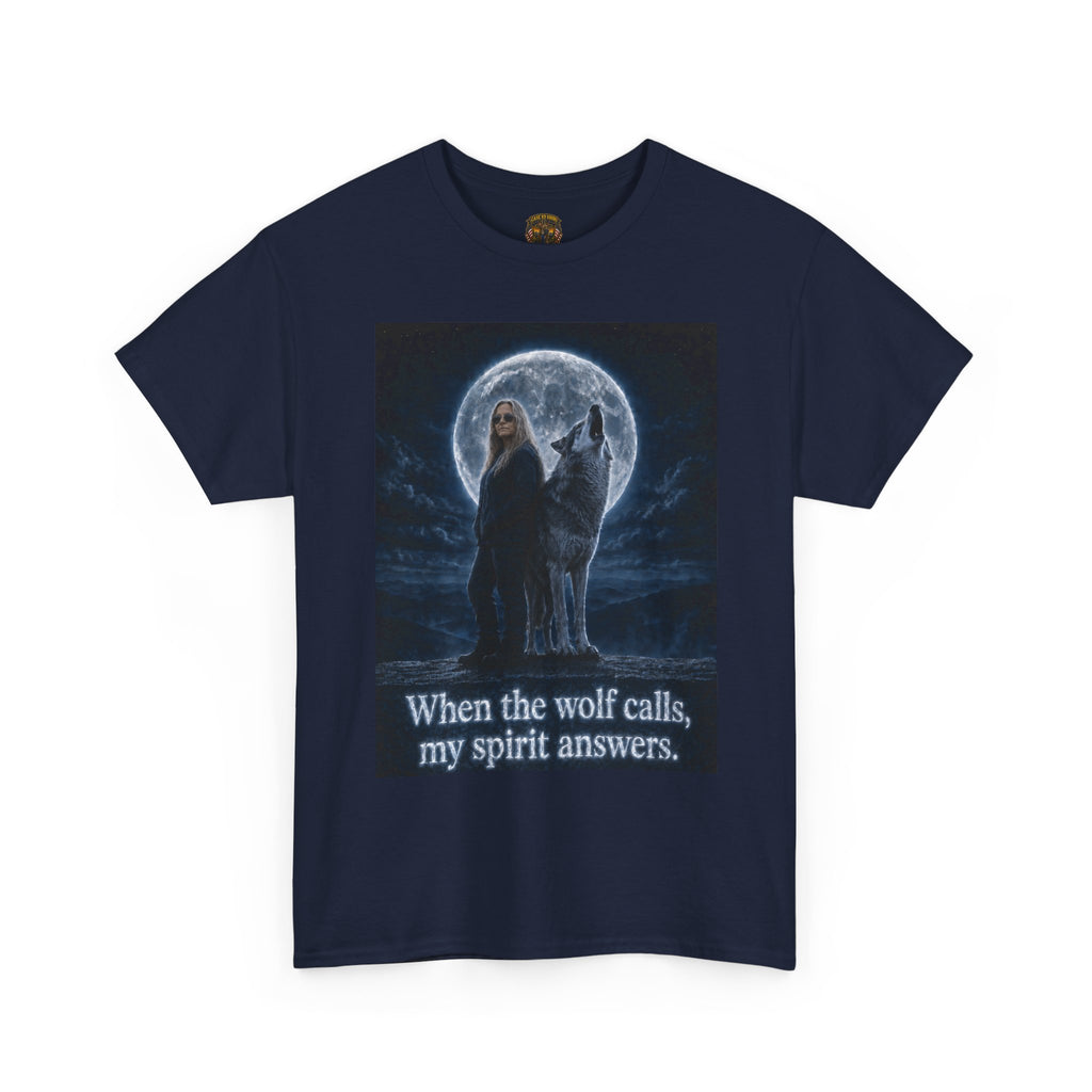 Wolf Spirit T-Shirt — "When the wolf calls, my spirit answers" Mystic Moon Tee