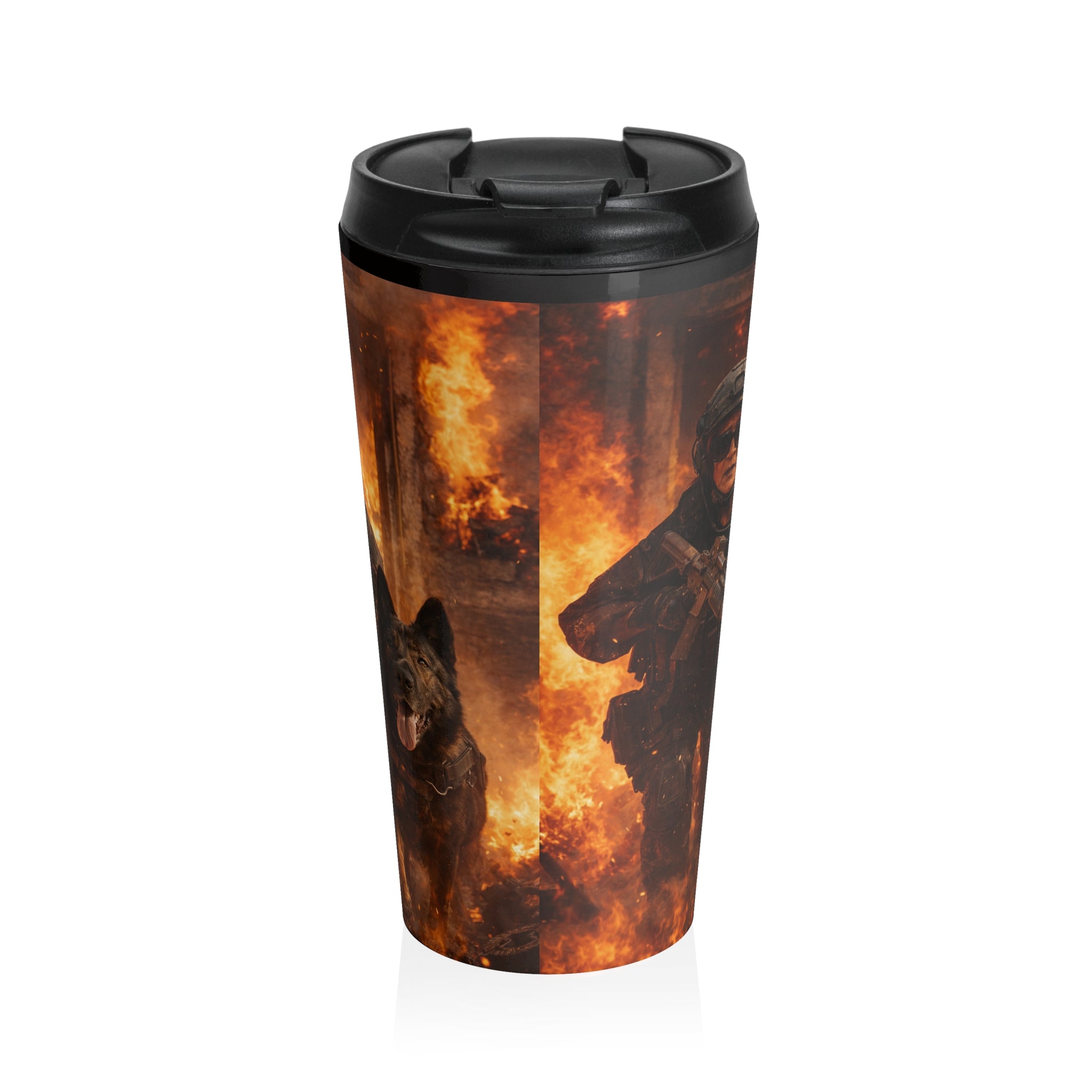 Wolf Flames Stainless Steel Travel Mug – Fire Wolf Insulated Tumbler
