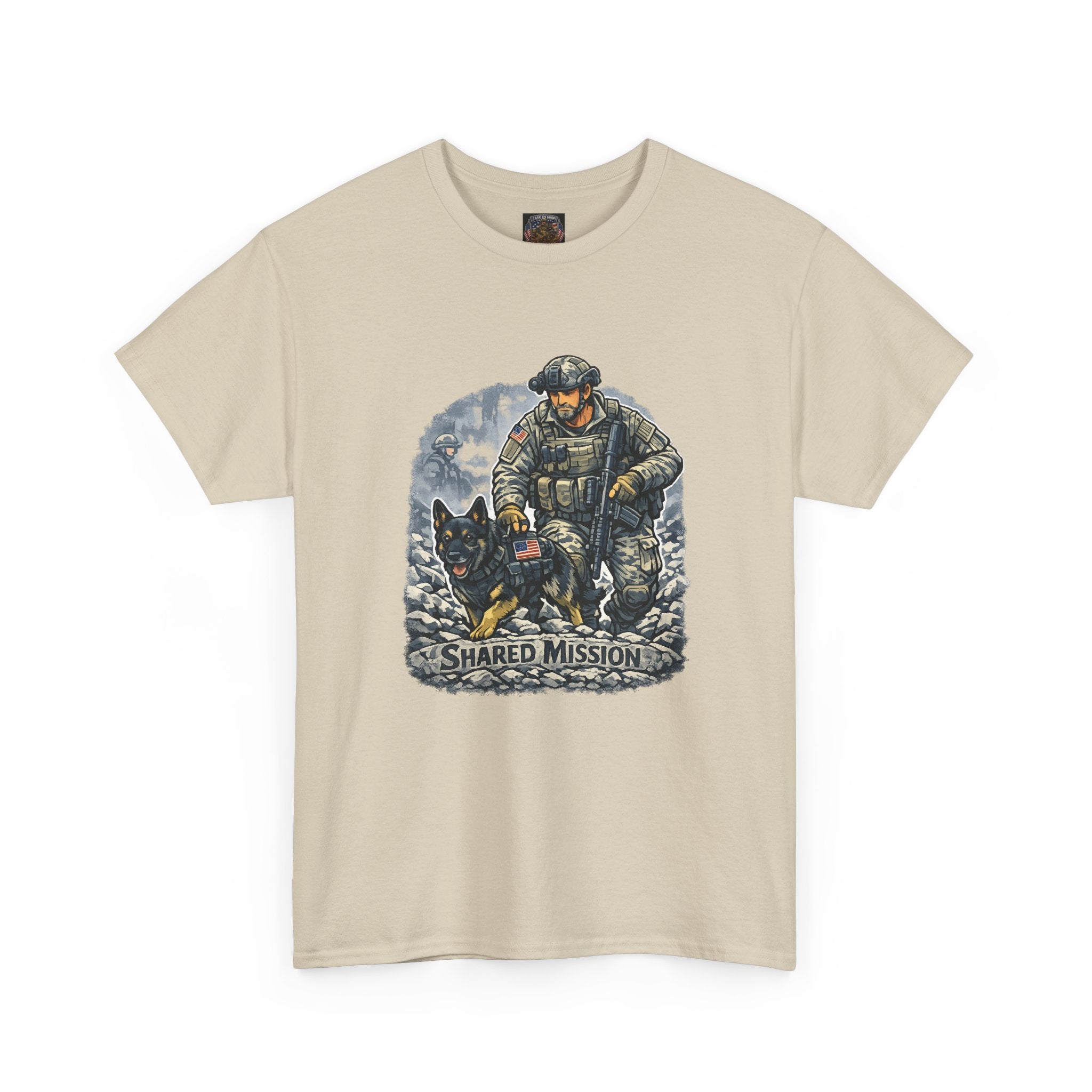 Military K9 T‑Shirt – 'Shared Mission' Soldier & German Shepherd Tribute Tee